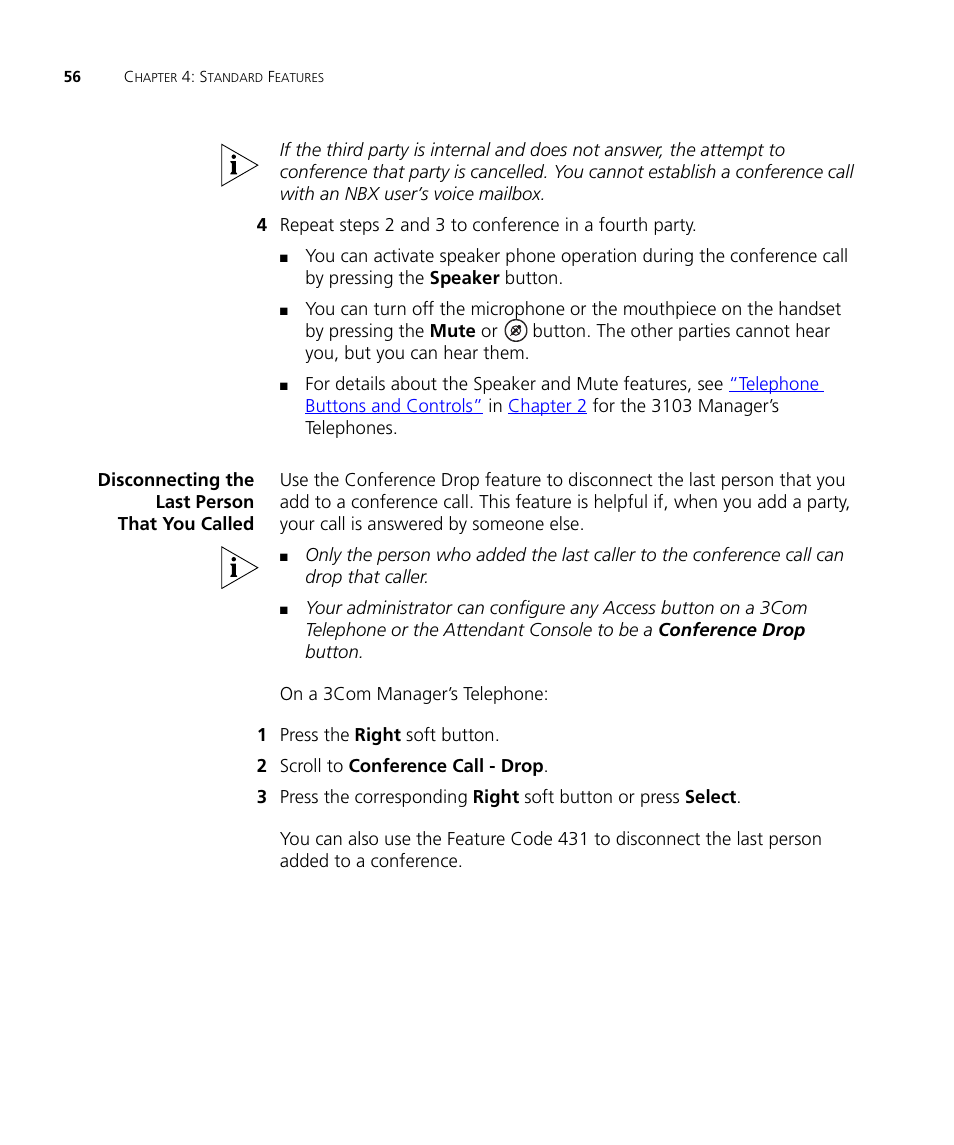 Disconnecting the last person that you called | 3Com NBX 900-0208 User Manual | Page 56 / 130
