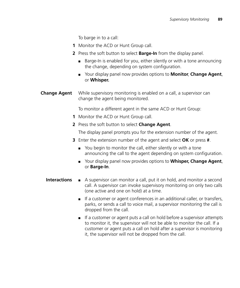 Change agent, Interactions | 3Com NBX 900-0208 User Manual | Page 89 / 130