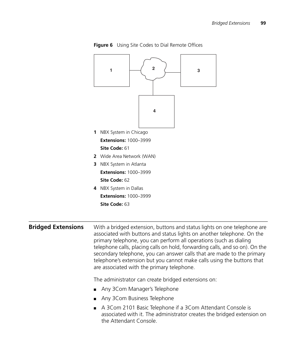 Bridged extensions | 3Com NBX 900-0208 User Manual | Page 99 / 130