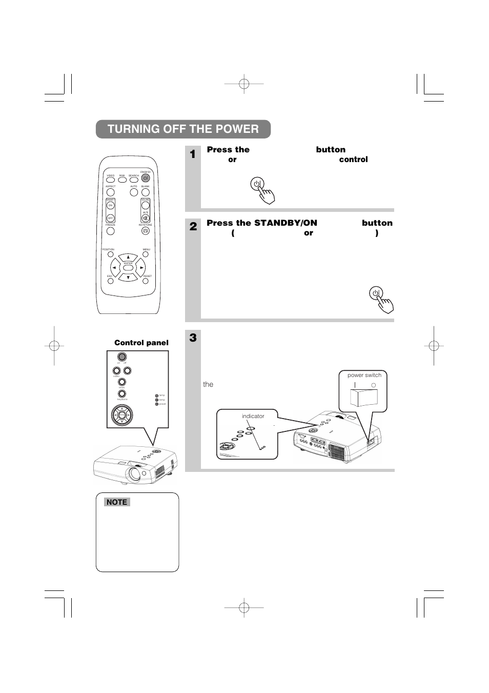 3turning off the power 2, The power indicator will go off | 3M X40 User Manual | Page 17 / 40