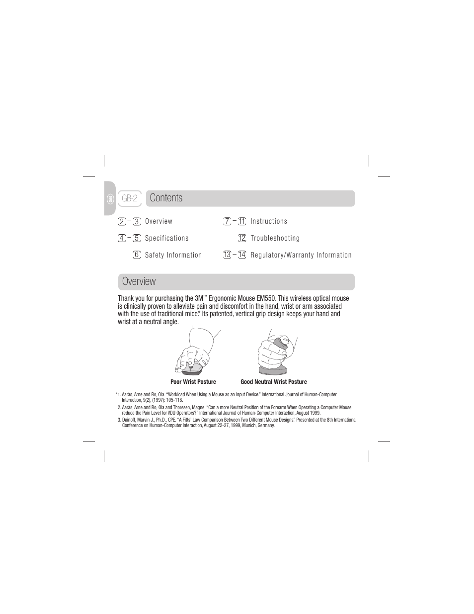 Contents overview, Gb-2 | 3M EM 550GPS User Manual | Page 2 / 98