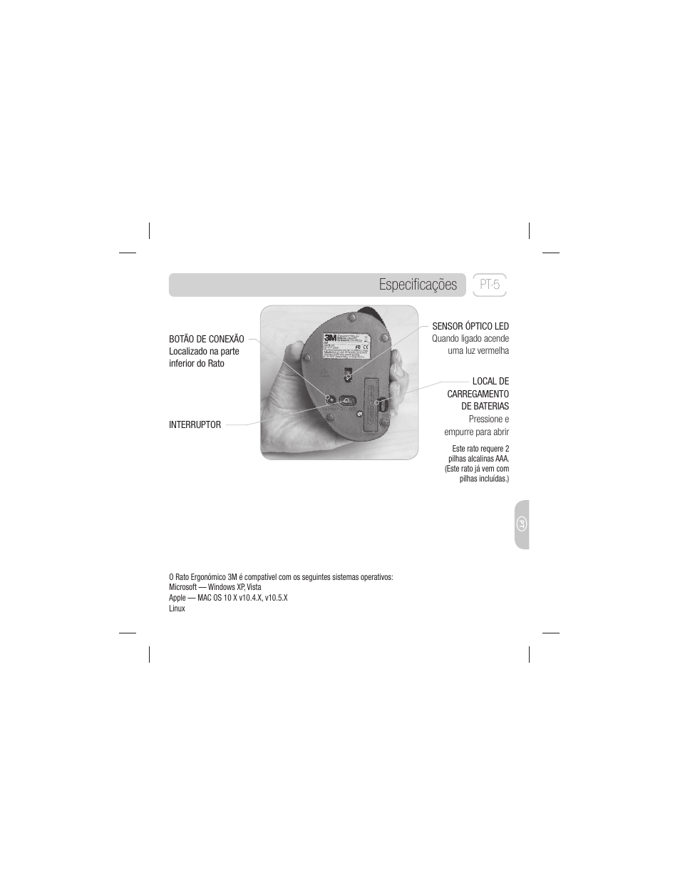 Especiﬁcações, Pt-5 | 3M EM 550GPS User Manual | Page 89 / 98