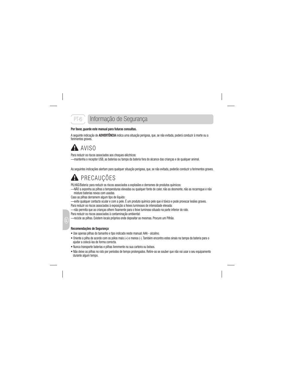 Informação de segurança, Preca uções, Aviso | 3M EM 550GPS User Manual | Page 90 / 98