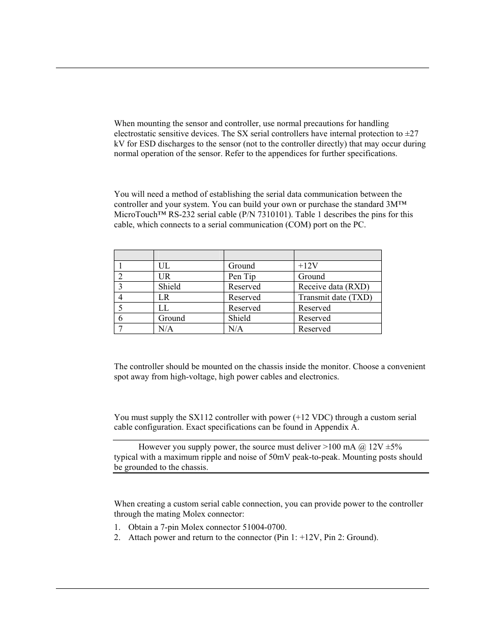 Handling and esd protection, Establishing the data connection, Mounting the controller | Supplying power to the controller | 3M Systems EX II 3700SP User Manual | Page 10 / 33