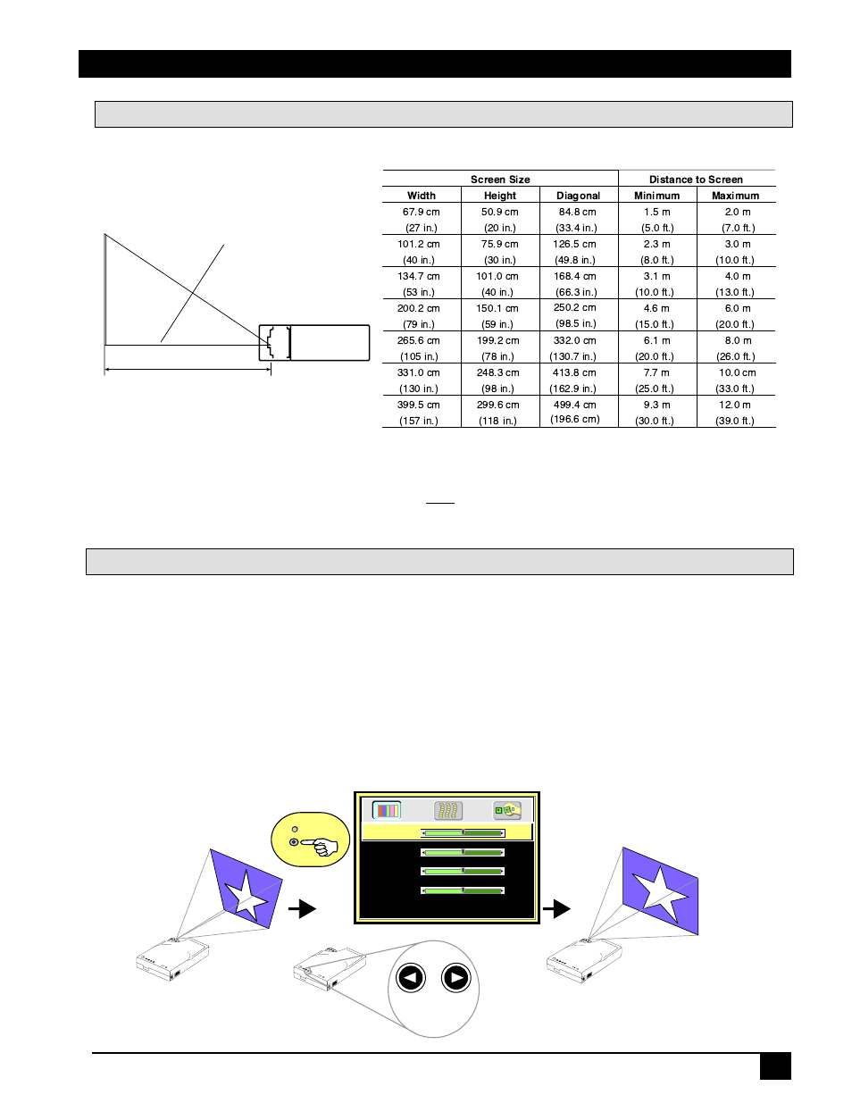 System setup, Screen chart, Digital keystone correction | 3M MP7730B User Manual | Page 13 / 36