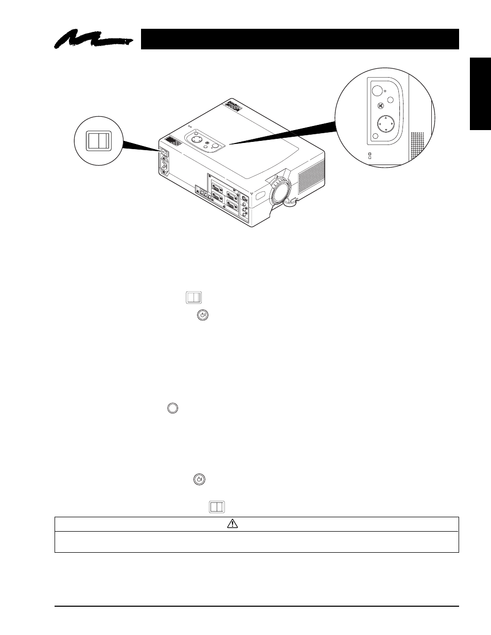 Section 3: basic operations, 1 projector startup, 2 projector shutdown | English, Caution | 3M MP8725 User Manual | Page 9 / 33