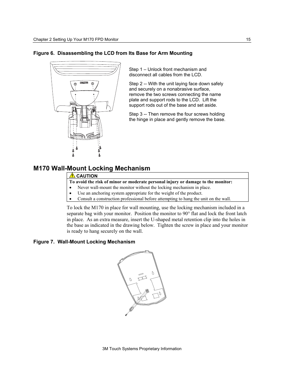 M170 wall-mount locking mechanism | 3M M170 User Manual | Page 15 / 33