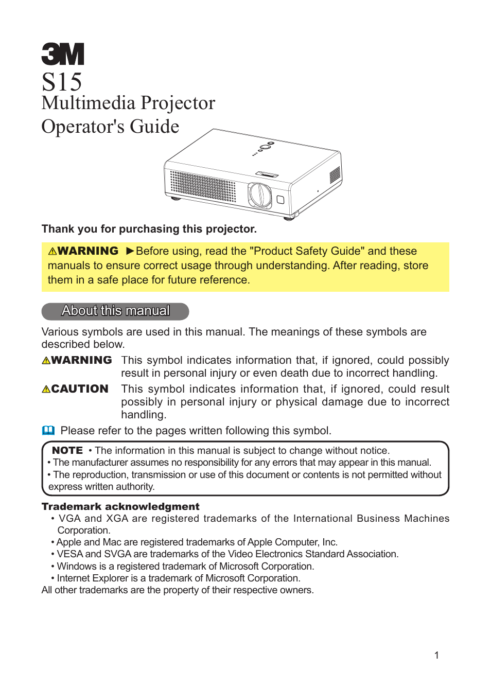 3M S15 User Manual | 55 pages