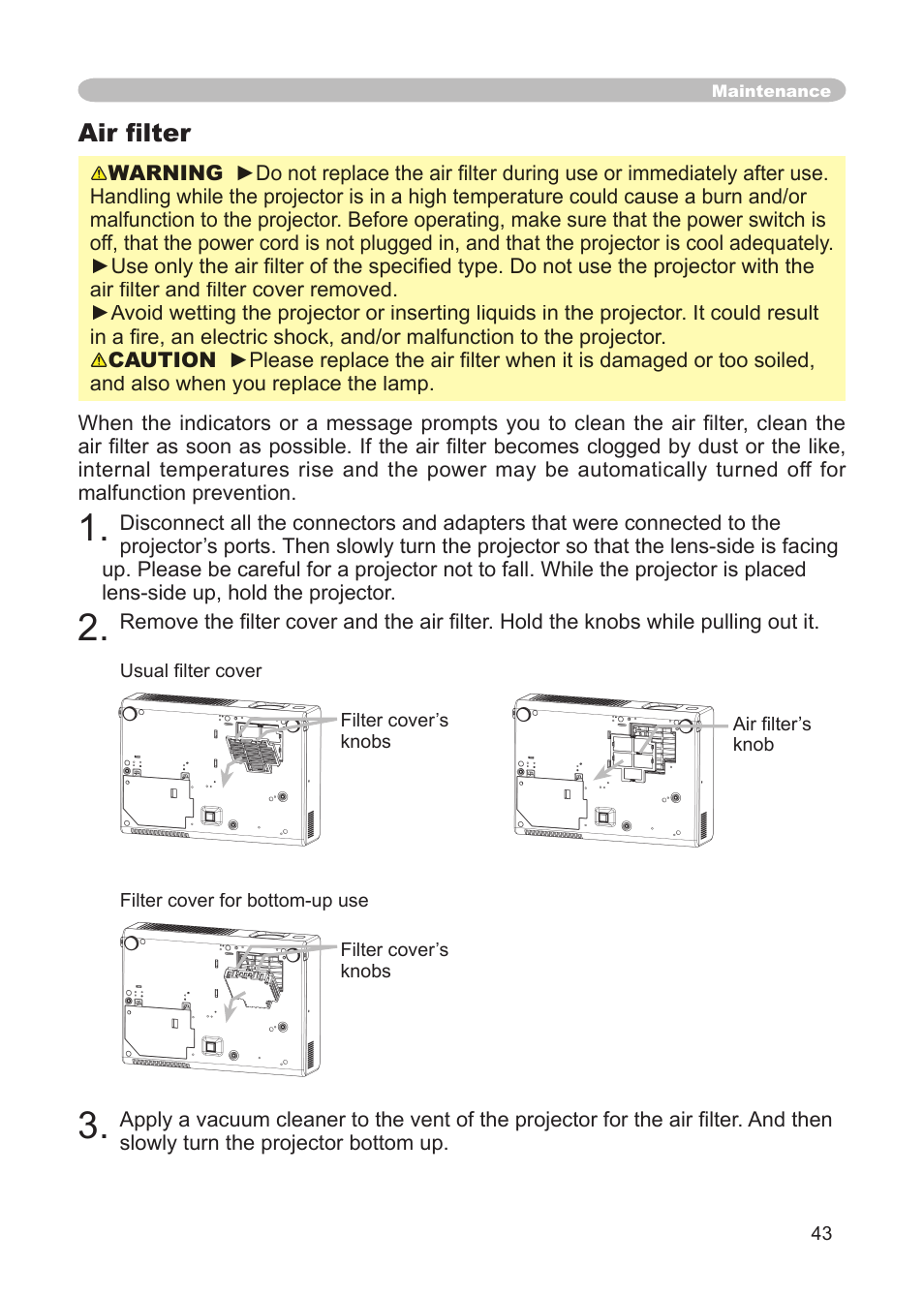 Air ﬁ lter | 3M S15 User Manual | Page 43 / 55