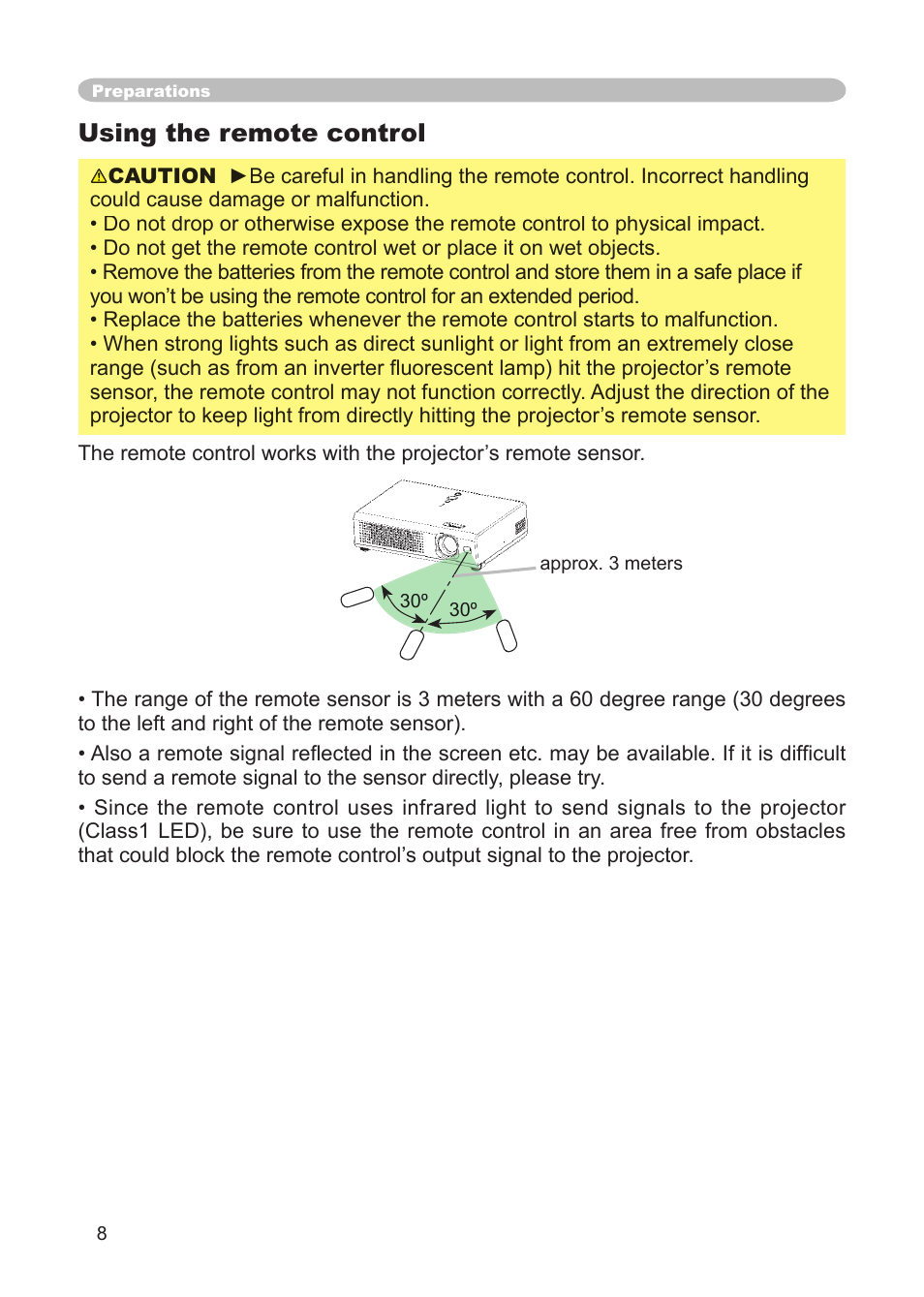 Using the remote control | 3M S15 User Manual | Page 8 / 55