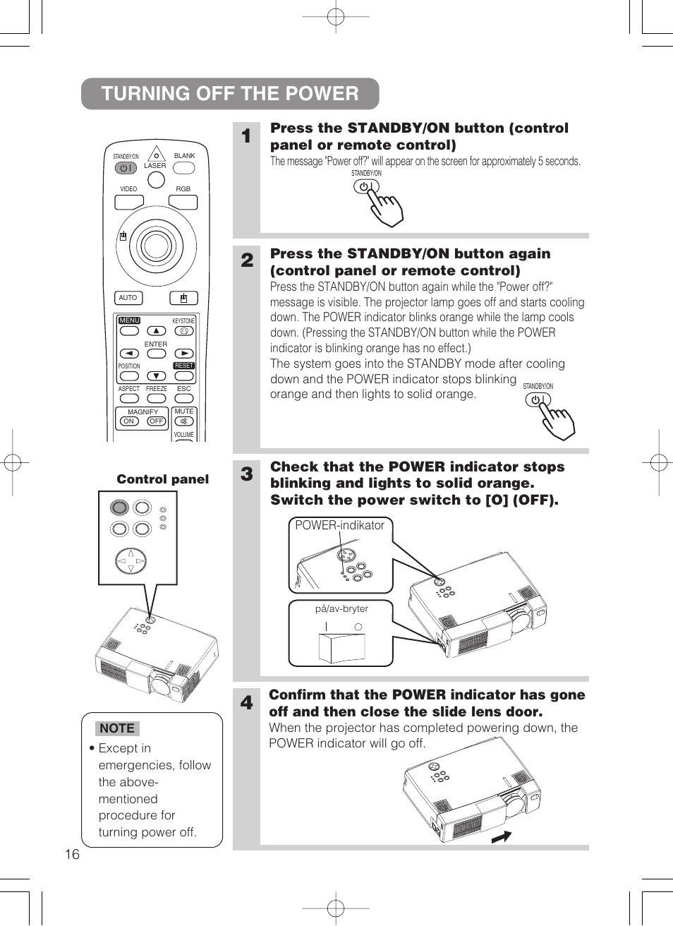 Turning off the power | 3M MP8749 User Manual | Page 17 / 41