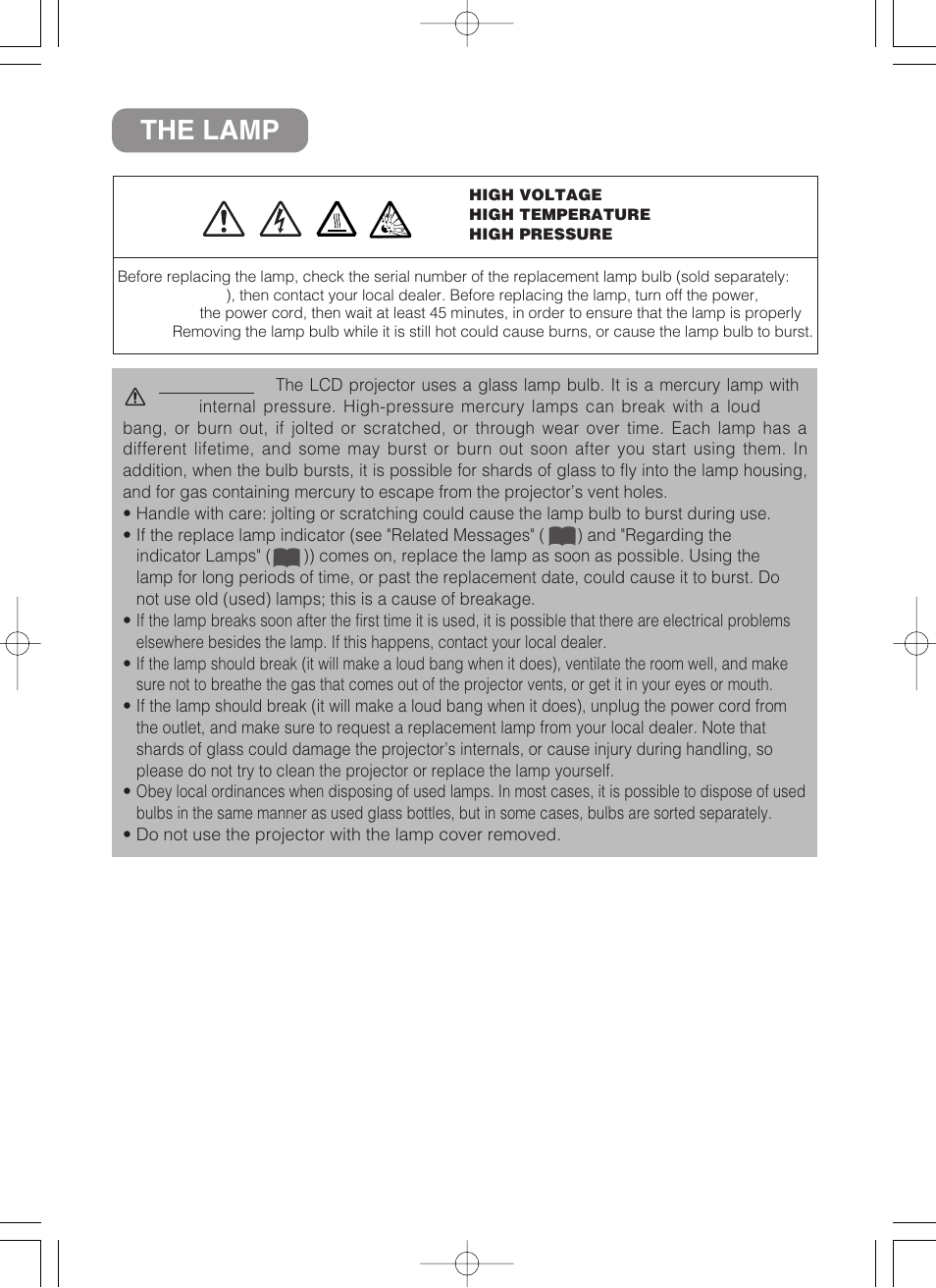 He lamp, The lamp | 3M MP8749 User Manual | Page 31 / 41