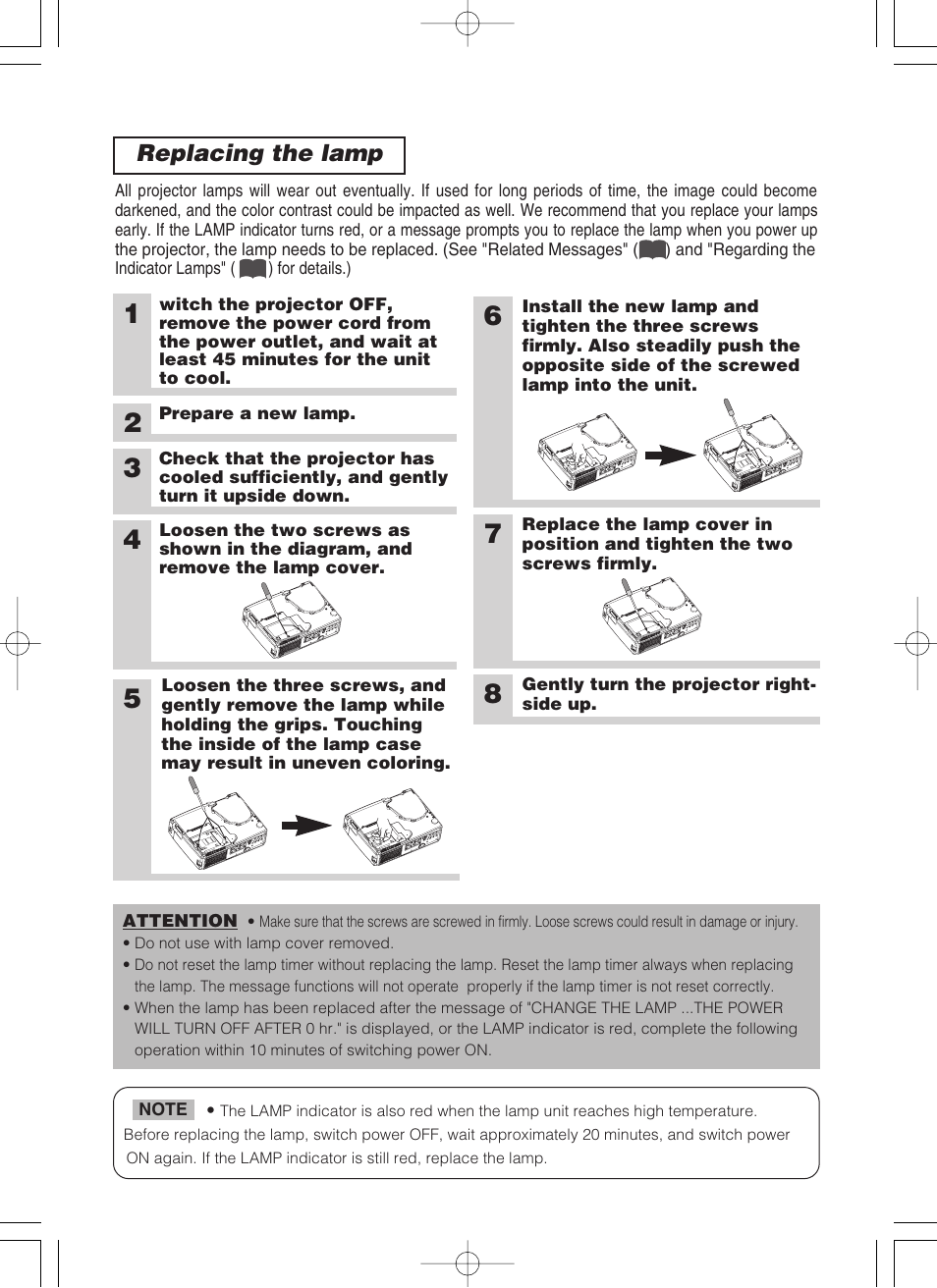 Replacing the lamp | 3M MP8749 User Manual | Page 32 / 41