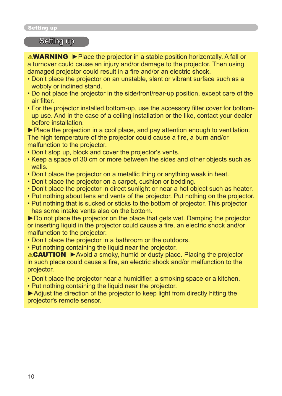 Setting up | 3M Digital Projector X15 User Manual | Page 10 / 55