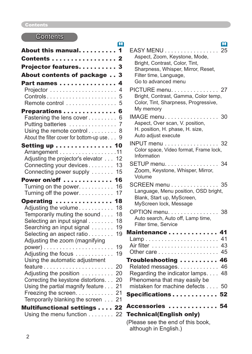 3M Digital Projector X15 User Manual | Page 2 / 55