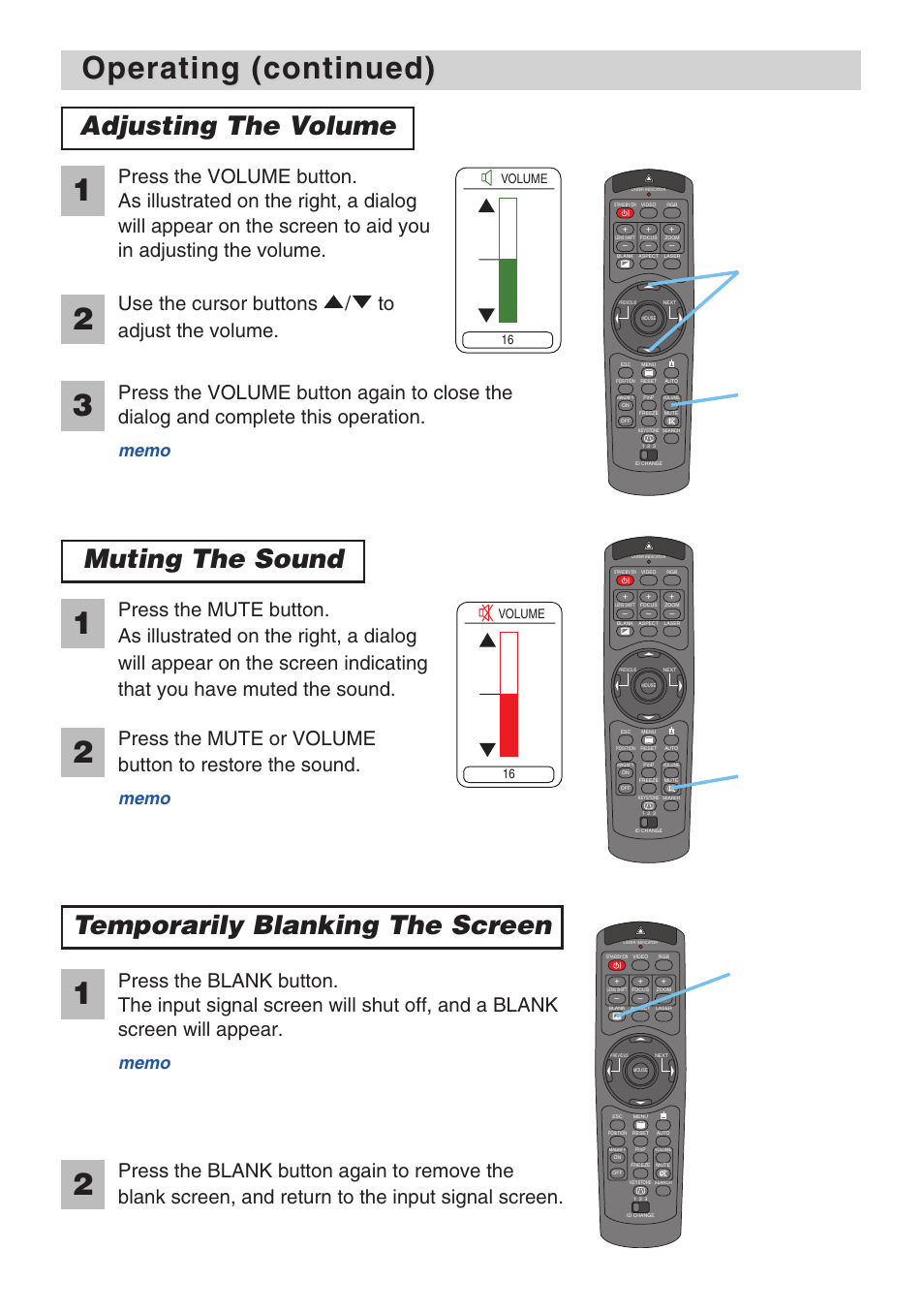 Operating (continued) | 3M X70 User Manual | Page 19 / 49