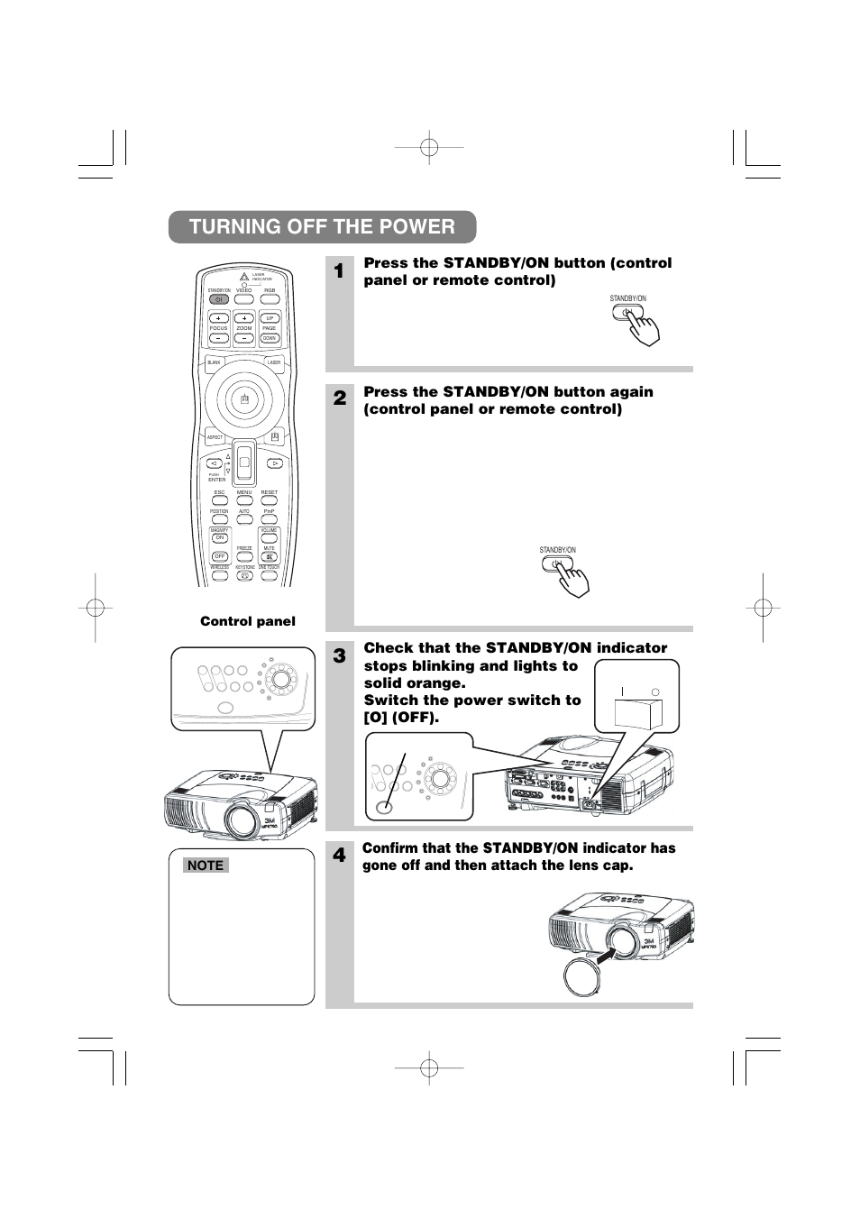 Turning off the power 2 | 3M MP8790CN User Manual | Page 18 / 44