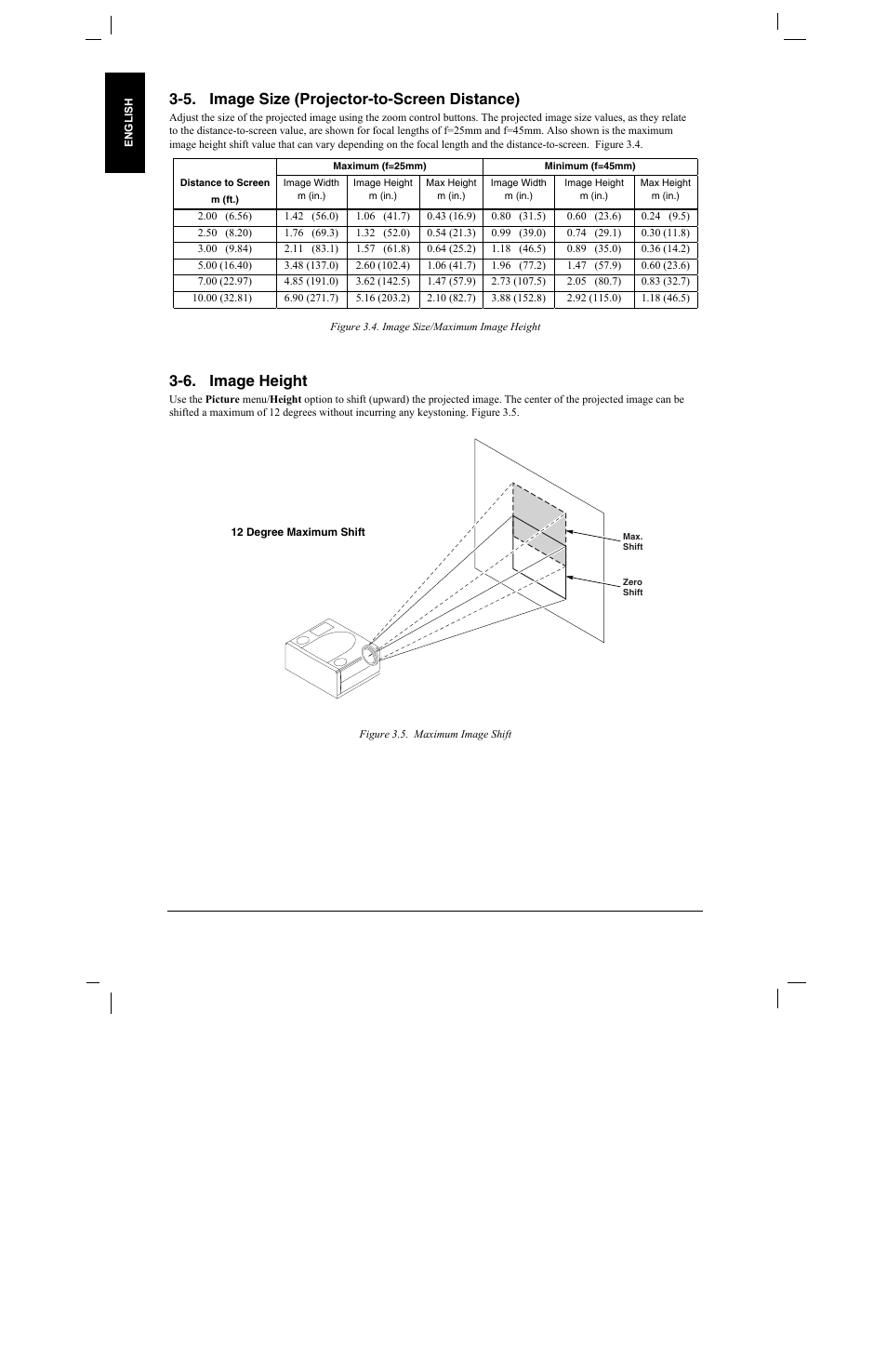 5. image size (projector-to-screen distance), 6. image height, 5. i | Mage, Rojector, Creen, Istance, 6. i, Eight | 3M MP8760 User Manual | Page 11 / 35