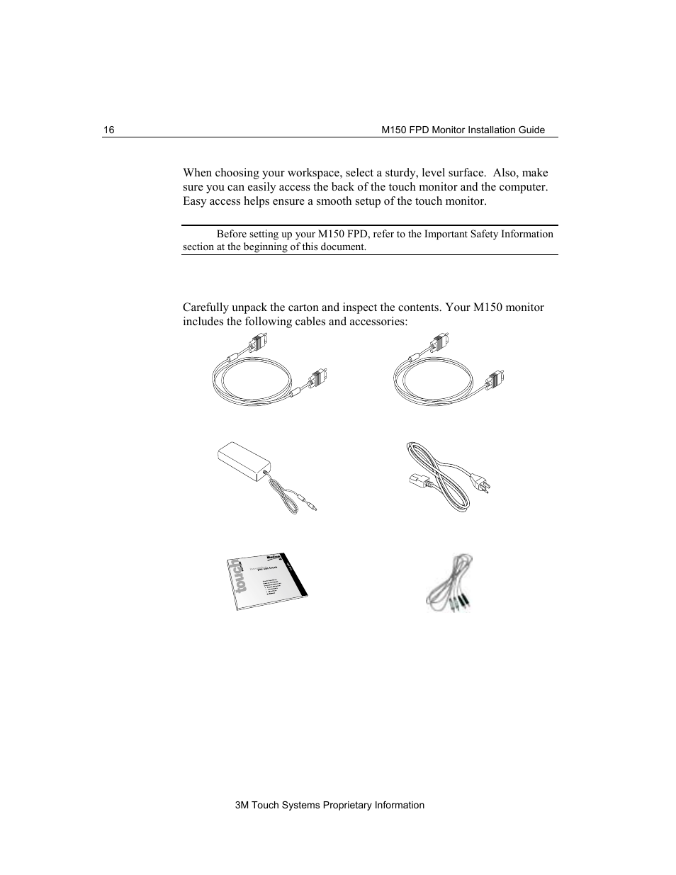 Unpacking your touch monitor | 3M M150 User Manual | Page 16 / 37