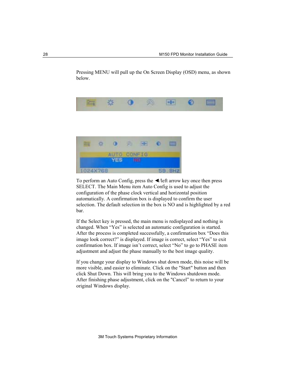 Auto config | 3M M150 User Manual | Page 28 / 37