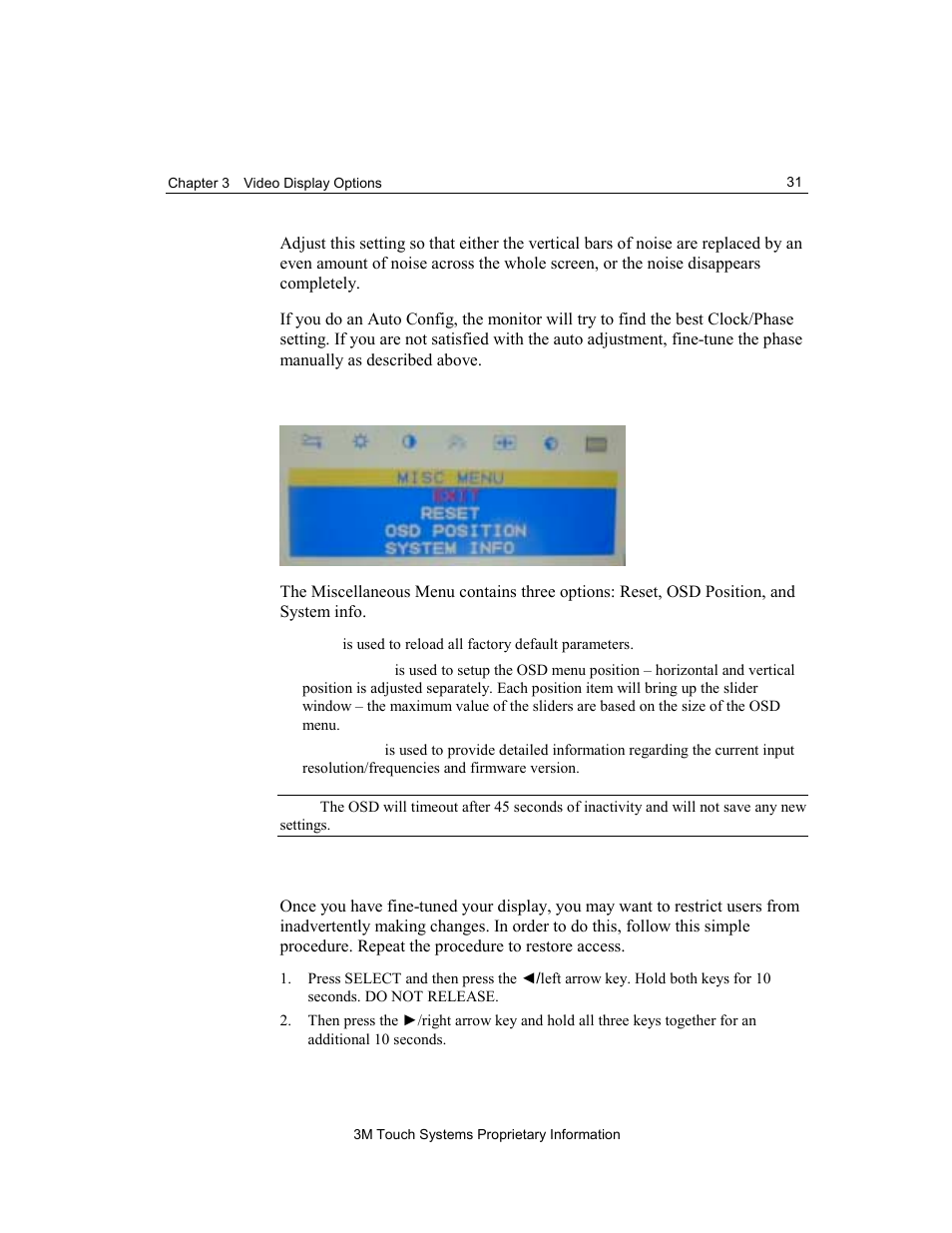 Miscellaneous menu lock out feature | 3M M150 User Manual | Page 31 / 37