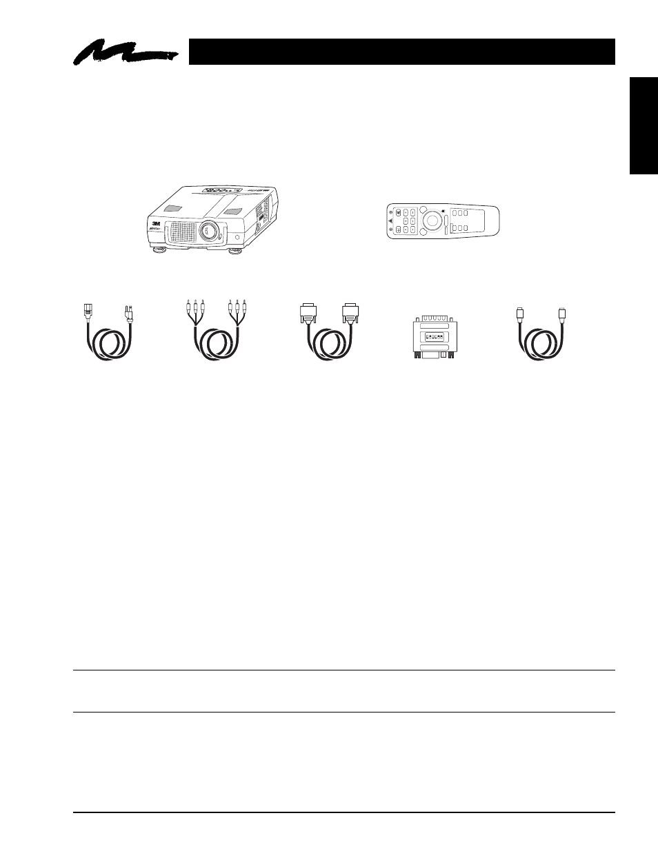 Section 1: unpack, 1 contents of shipping box, 2 optional accessories | 3 keep your packaging materials, 4 what next, English, The 3m, Rs-232 control cable ........ (1) | 3M MP8740 User Manual | Page 6 / 34