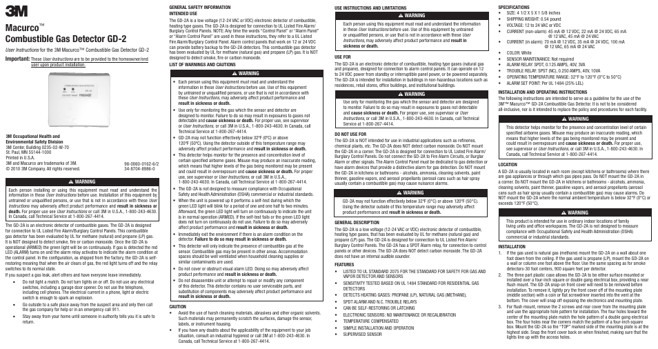 3M MACURCO GD-2 User Manual | 2 pages