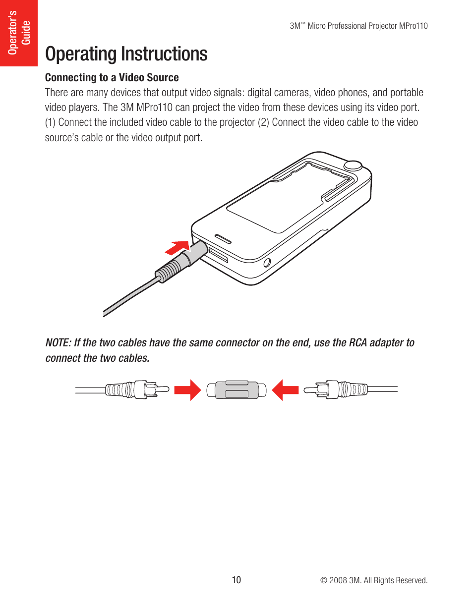Operating instructions | 3M MPro110 User Manual | Page 10 / 20