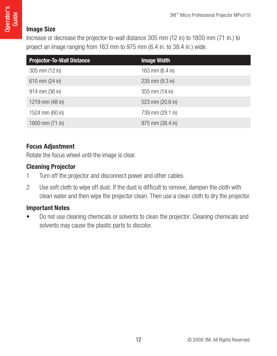 3M MPro110 User Manual | Page 12 / 20