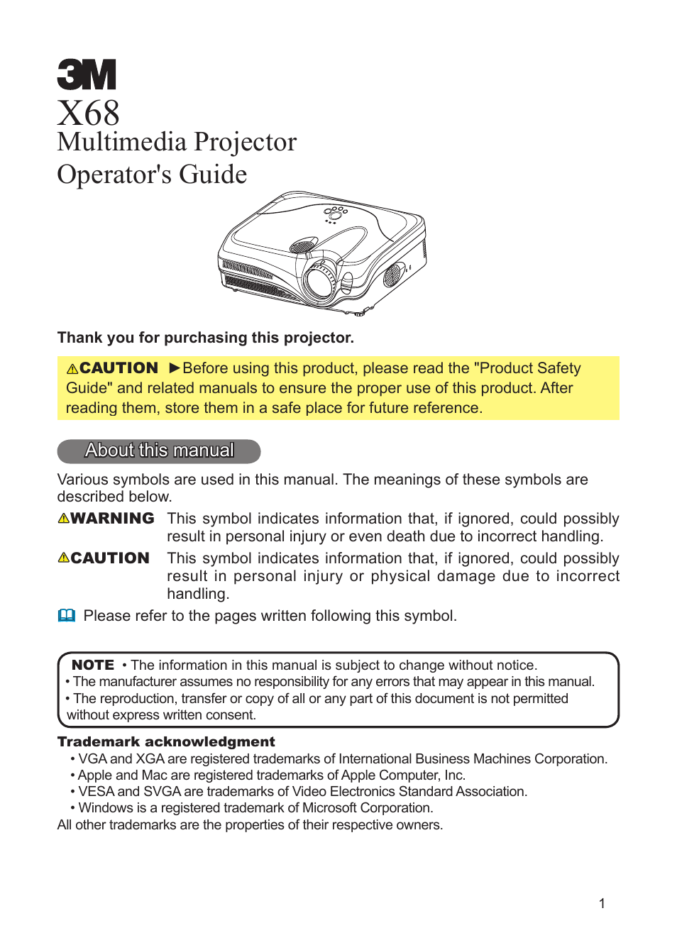 3M X68 User Manual | 51 pages