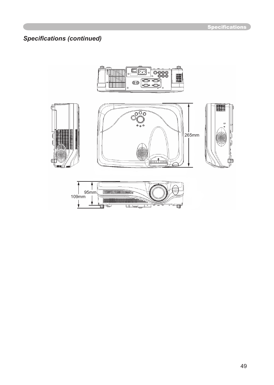 Speciﬁcations (continued) | 3M X68 User Manual | Page 49 / 51