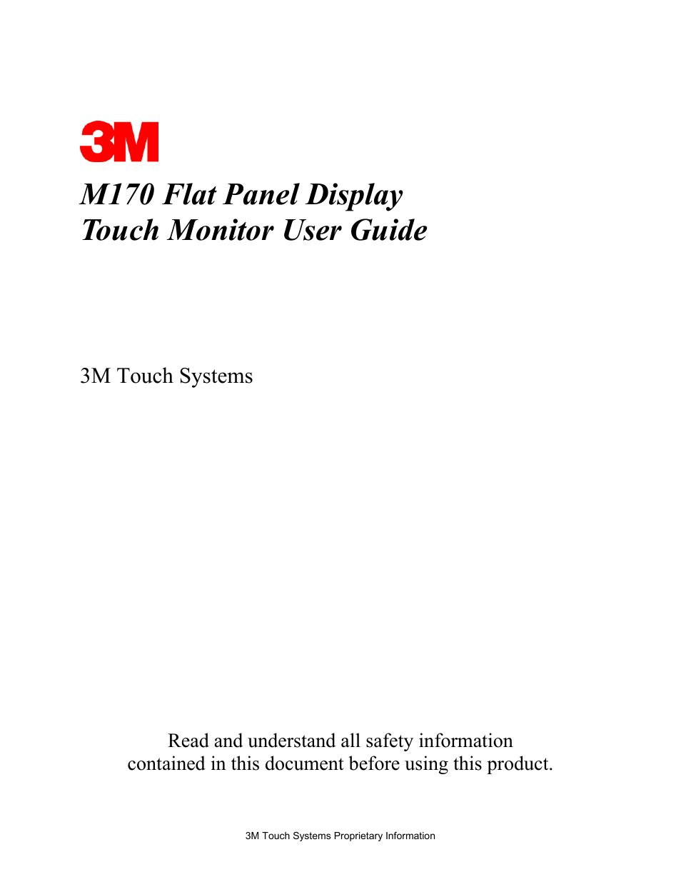 3M MicroTouch M170 User Manual | 33 pages