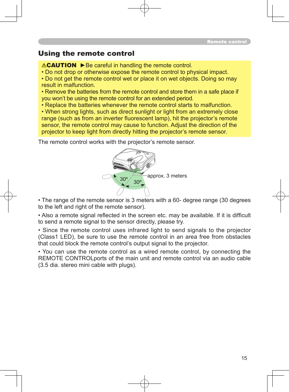 Using the remote control | 3M X75 User Manual | Page 15 / 57