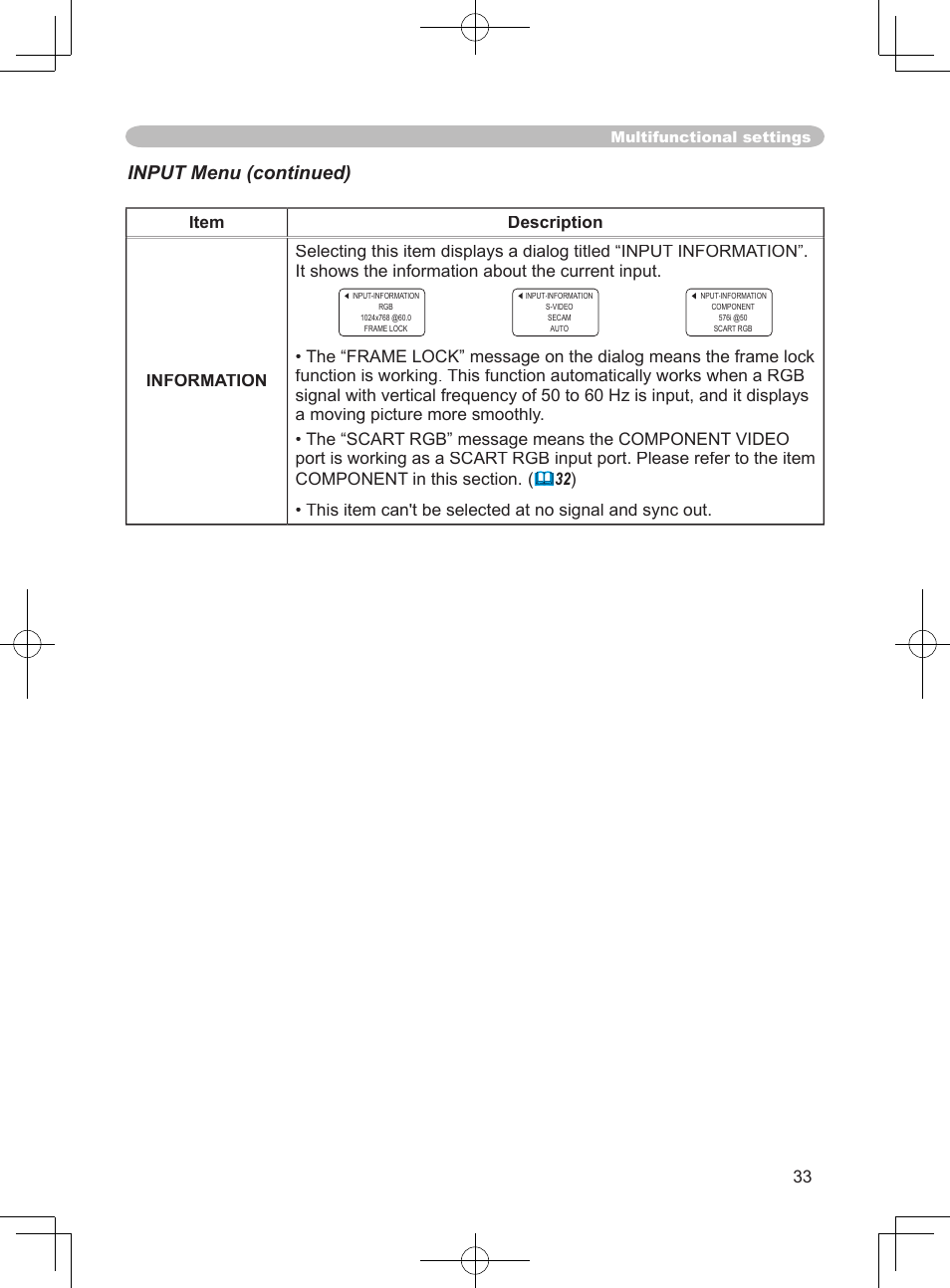 Input menu (continued) | 3M X75 User Manual | Page 33 / 57