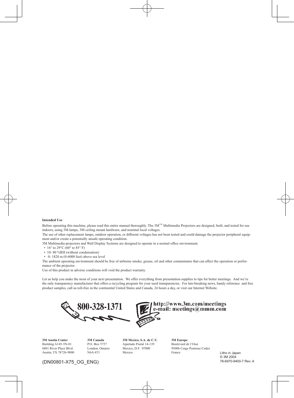 3M X75 User Manual | Page 57 / 57