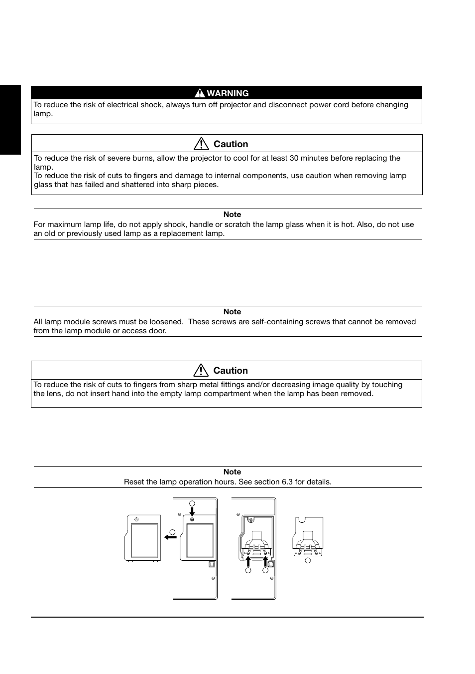 4 replacing the lamp, English, Caution | 3M MP8745 User Manual | Page 23 / 39