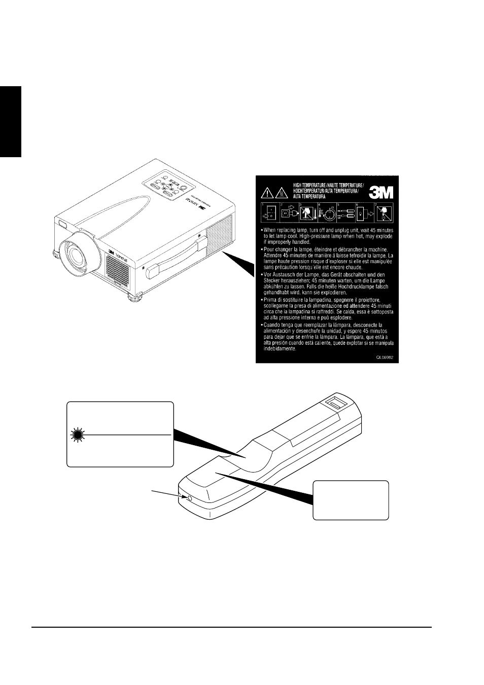Save these instructions, Location of product safety labels | 3M MP8745 User Manual | Page 5 / 39