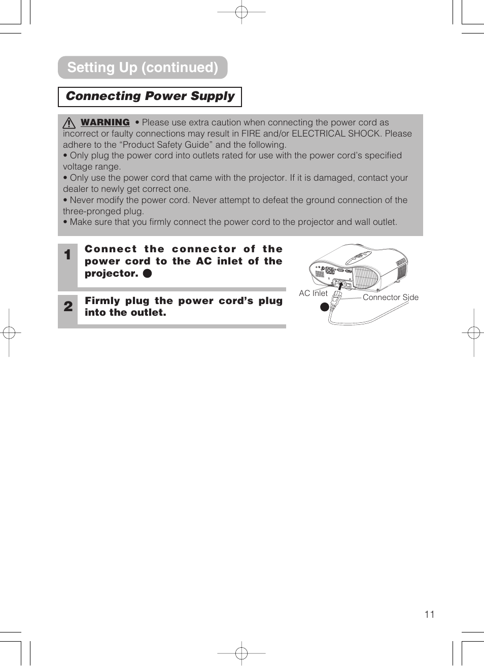 Setting up (continued) | 3M S10 User Manual | Page 11 / 45