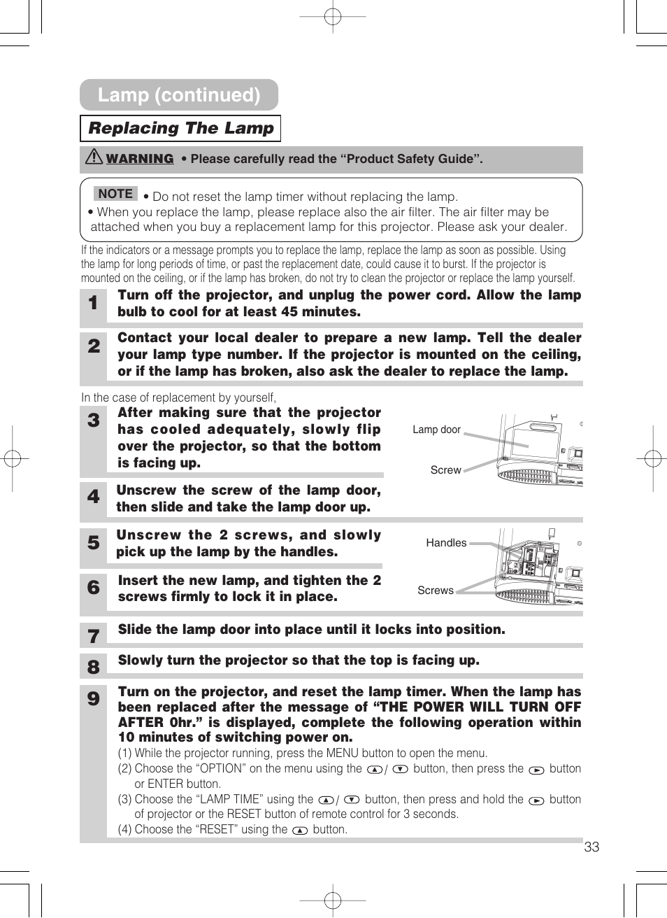 78 lamp (continued) | 3M S10 User Manual | Page 33 / 45