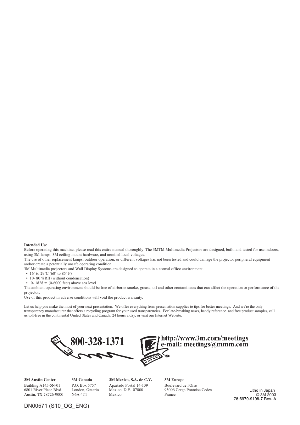 3M S10 User Manual | Page 45 / 45
