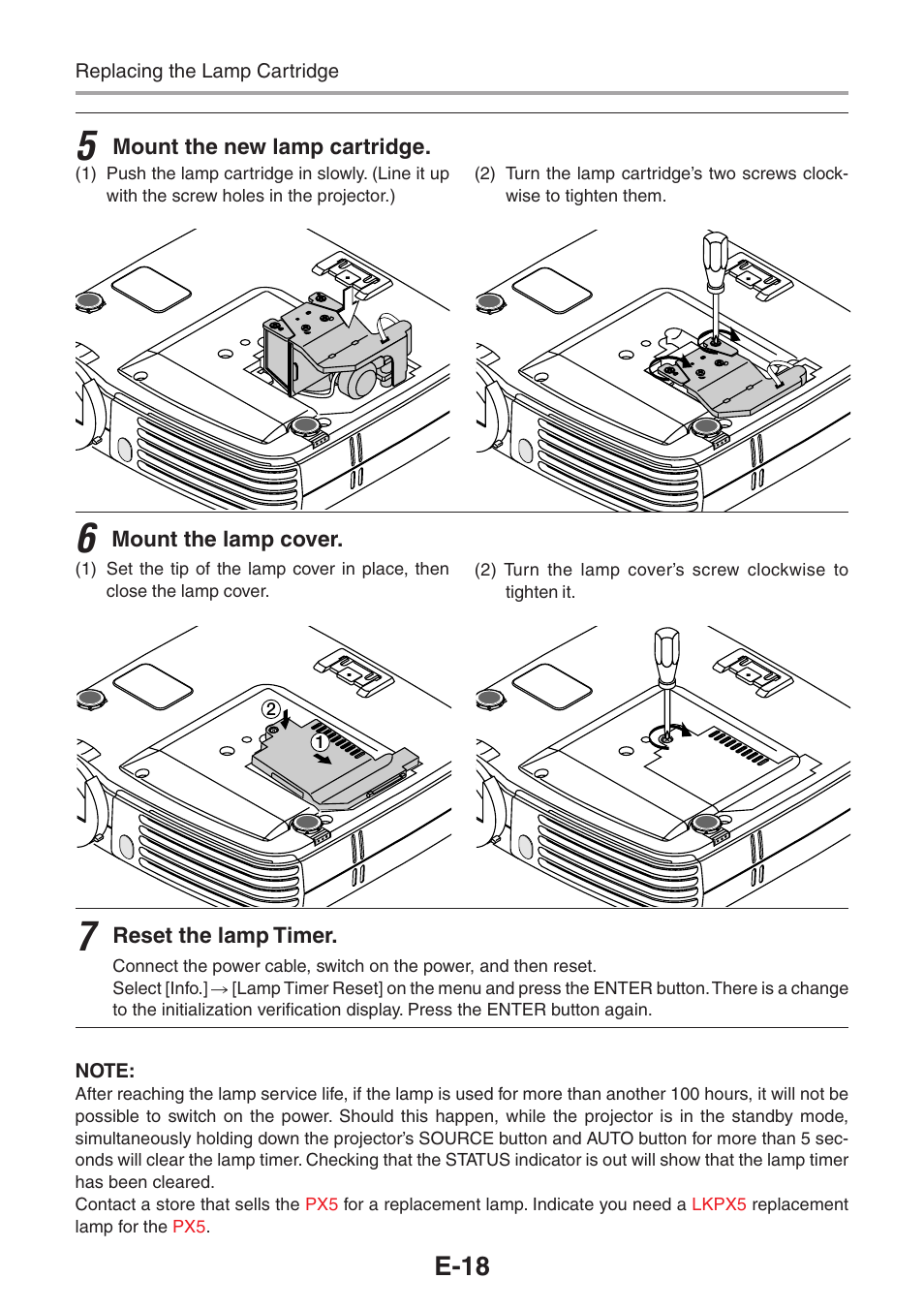 E-18 | 3M PX5 User Manual | Page 18 / 95