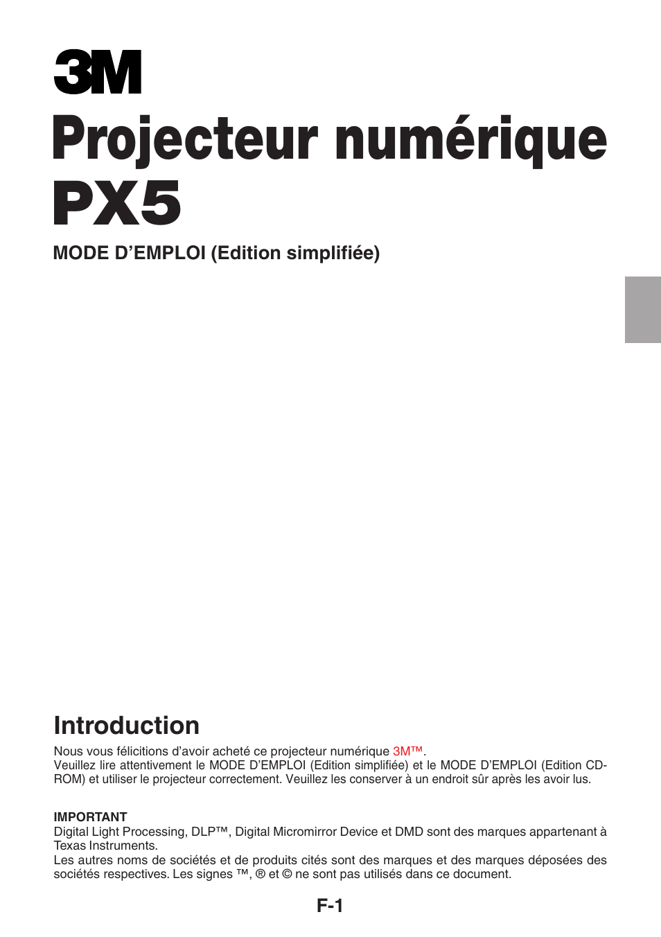 Projecteur numérique px | 3M PX5 User Manual | Page 20 / 95