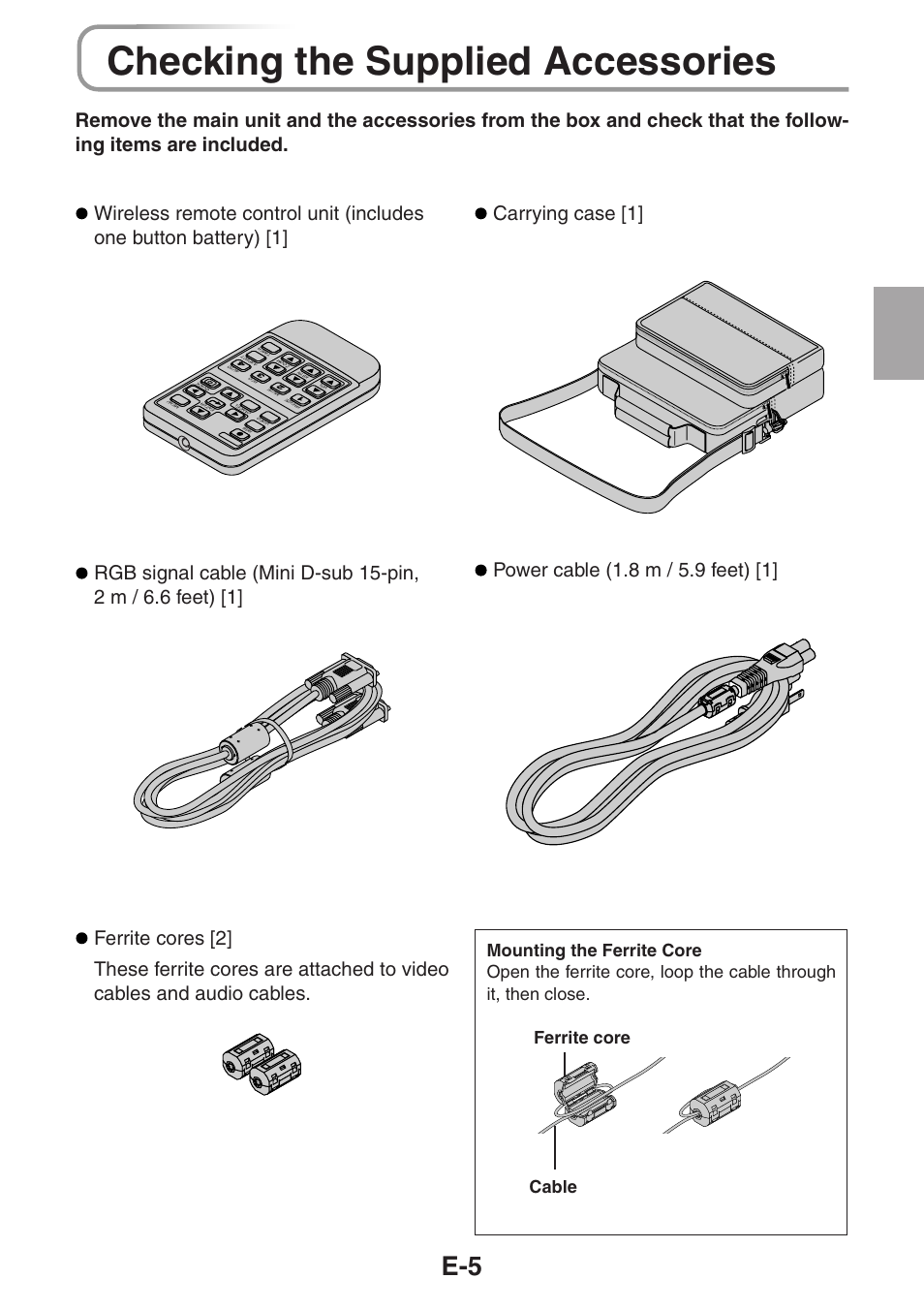 Checking the supplied accessories | 3M PX5 User Manual | Page 5 / 95