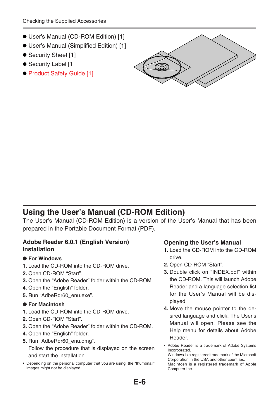 E-6 using the user’s manual (cd-rom edition) | 3M PX5 User Manual | Page 6 / 95