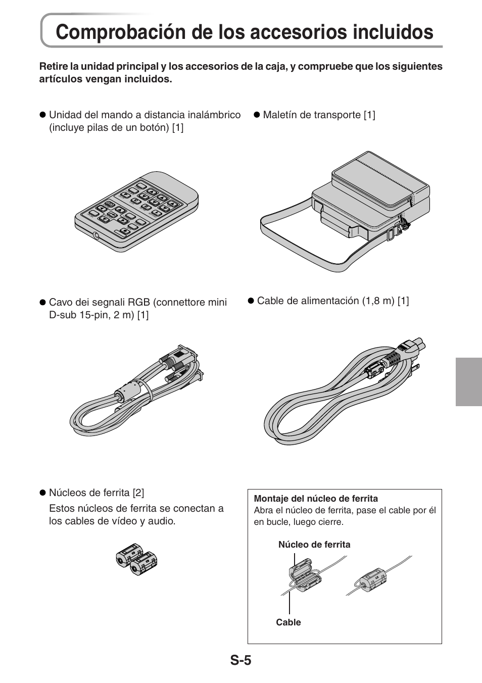 Comprobación de los accesorios incluidos | 3M PX5 User Manual | Page 81 / 95