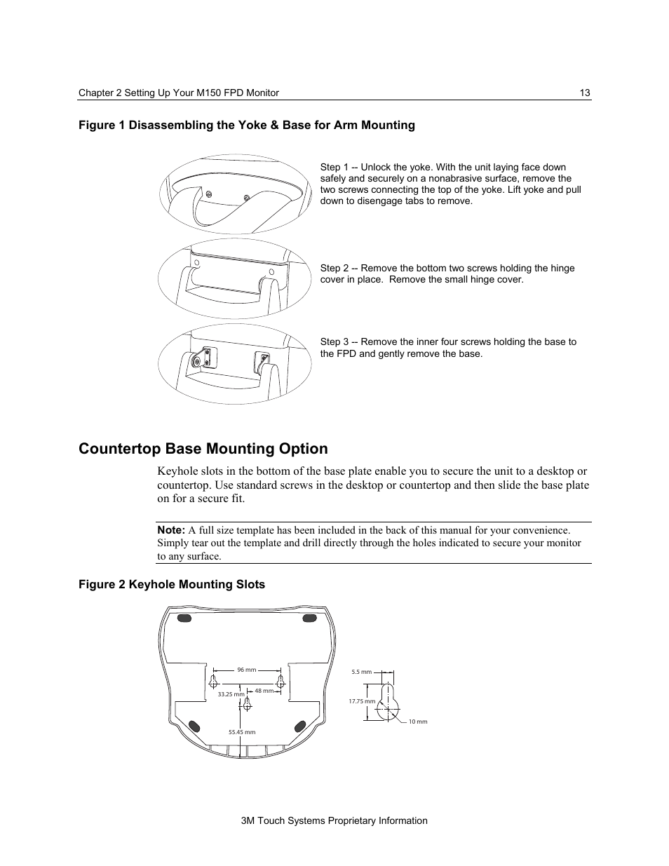 Countertop base mounting option | 3M MicroTouch M150 User Manual | Page 13 / 33