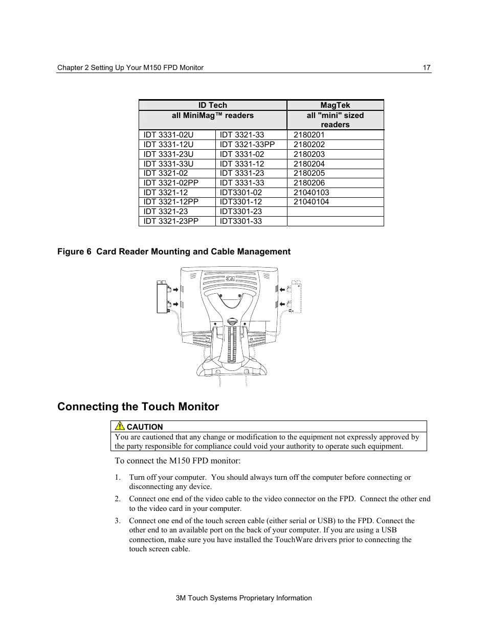 Connecting the touch monitor | 3M MicroTouch M150 User Manual | Page 17 / 33