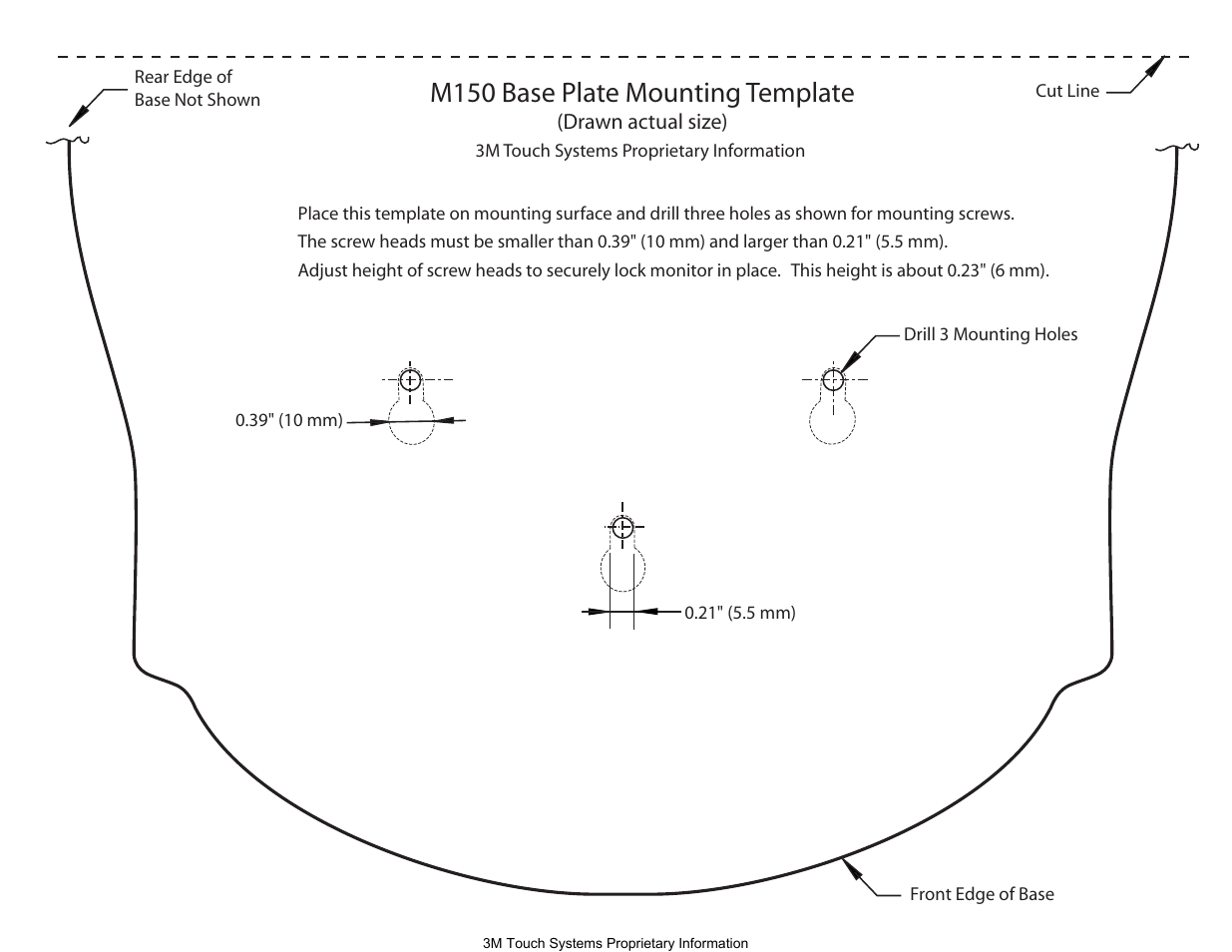 M150 base plate mounting template | 3M MicroTouch M150 User Manual | Page 33 / 33