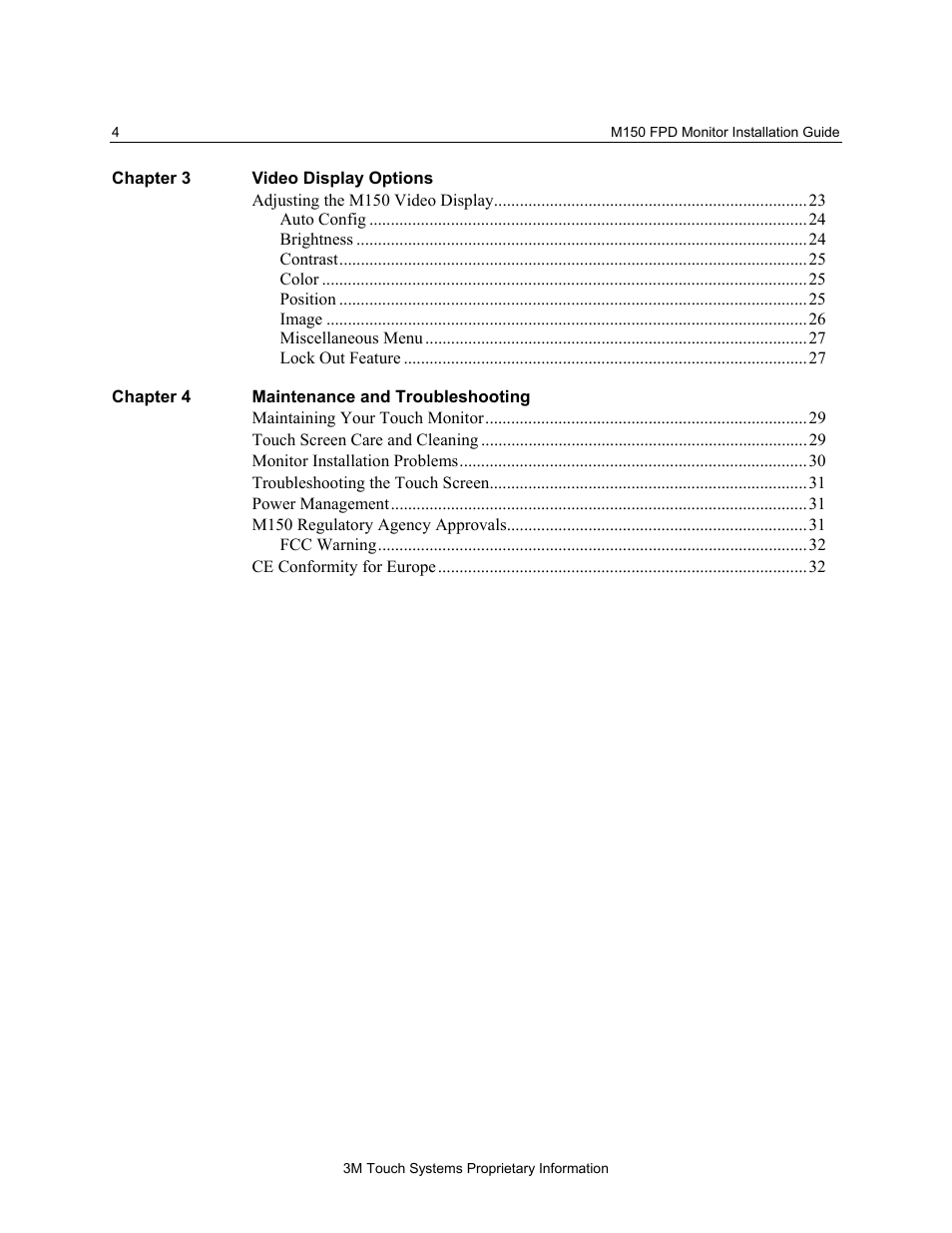 3M MicroTouch M150 User Manual | Page 4 / 33