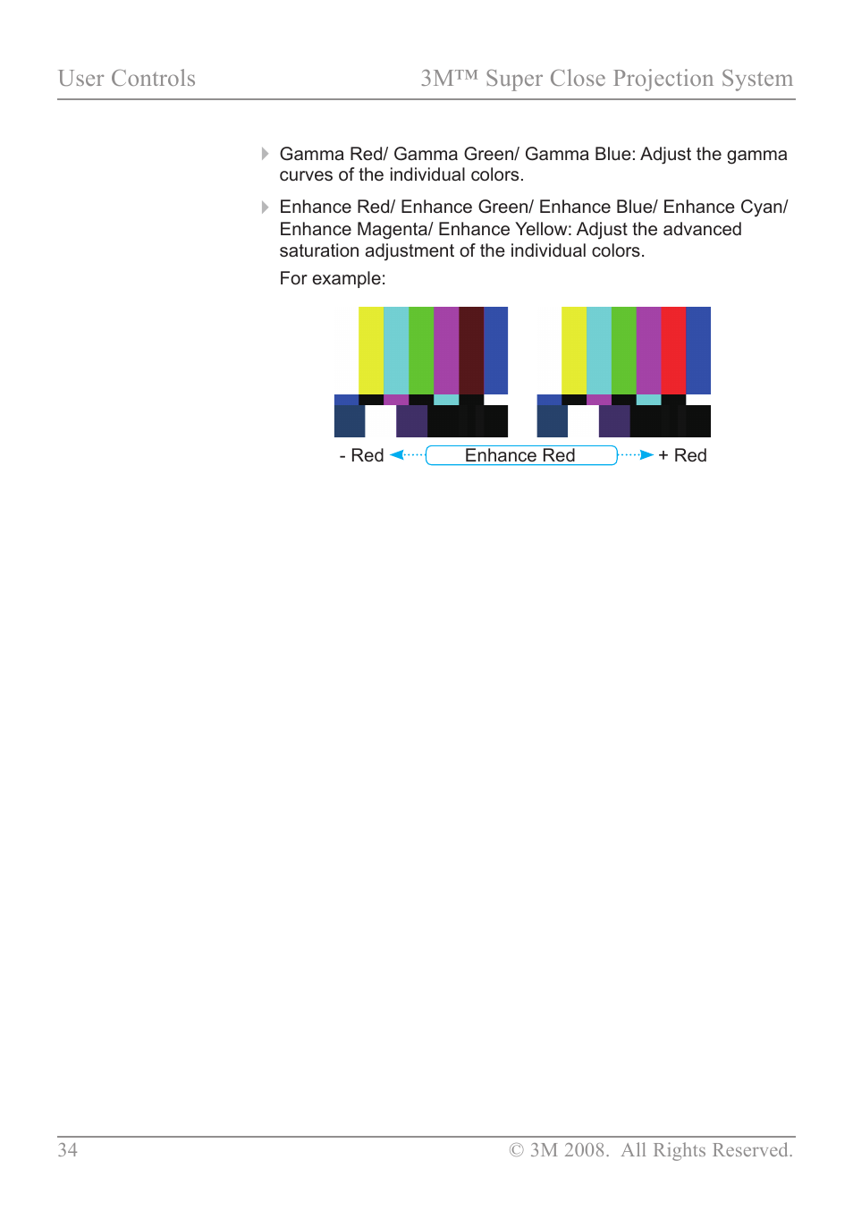 User controls 3m™ super close projection system | 3M SCP717 User Manual | Page 39 / 58